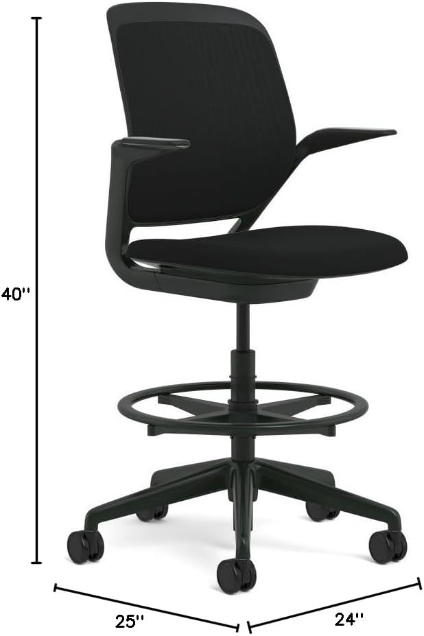 Steelcase Cobi Fabric Stool, Licorice
