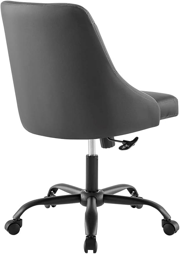 Modway EEI-4370-BLK-GRY Distinct Tufted Swivel Vegan Leather Office Chair, Black Gray