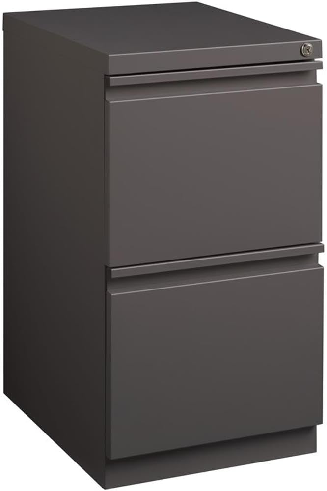 Scranton & Co 20" 2-Drawer Metal Mobile Pedestal Filing Cabinet, Espresso Finish, 27.75" H x 15" W x 19.88" D, Durable Steel Construction, Letter-Size File Storage, Hidden Casters, Locking Office