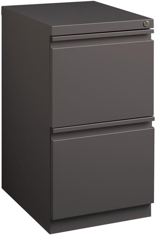 Scranton & Co 20" 2-Drawer Metal Mobile Pedestal Filing Cabinet, Espresso Finish, 27.75" H x 15" W x 19.88" D, Durable Steel Construction, Letter-Size File Storage, Hidden Casters, Locking Office