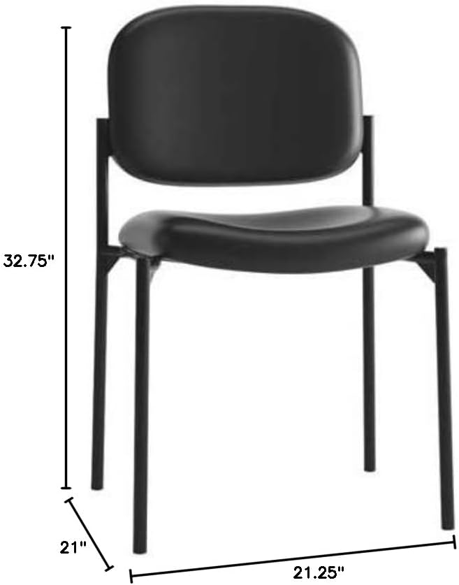 HON Scatter Guest Chair, Comfortable Waiting Room Chairs, Leather Chair, Lobby Chairs, Armless, Black