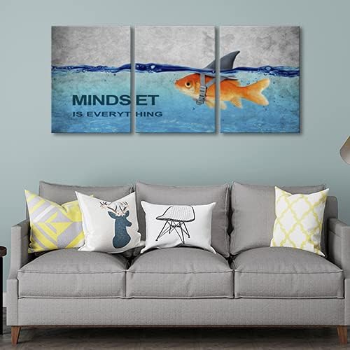 BWSPACE Mindset is Everything Wall Art Office Decor Motivational Wall Art Canvas Prints Entrepreneur Bundle Set 3 Pieces Inspirational Grind Hustle Success Execution (60" W x 28" H, MIE)