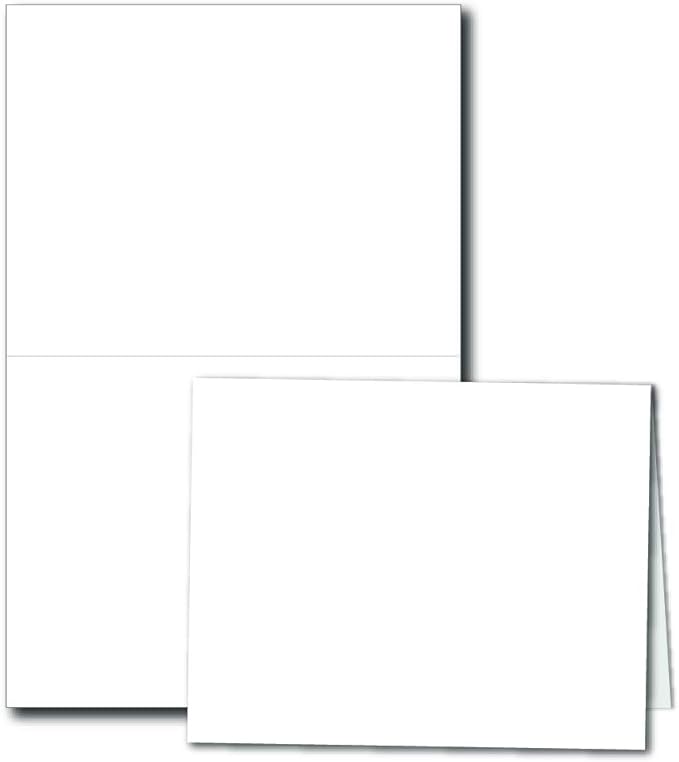 Heavyweight Blank White A2 Folded Note Cards - 4.25" x 5.5" - Greeting Cards for Card Making - Thick 80lb Stock - Inkjet/Laser Printer Compatible (100 Cards)