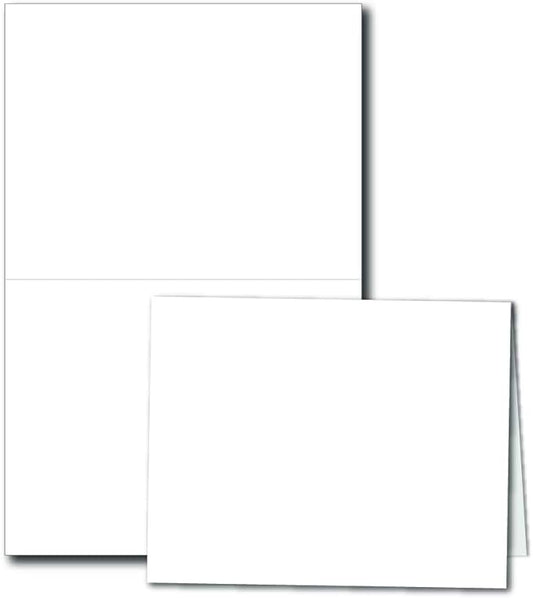 Heavyweight Blank White A2 Folded Note Cards - 4.25" x 5.5" - Greeting Cards for Card Making - Thick 80lb Stock - Inkjet/Laser Printer Compatible (100 Cards)