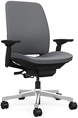Steelcase Amia Task Chair: Black Frame/Polished Aluminum Base - 4 Way Adjustable Arms - Hard Floor Casters