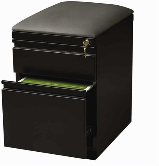 Hirsh 20-in Deep Mobile Pedestal File 2-Drawer Box/File. Black Cushion. Black