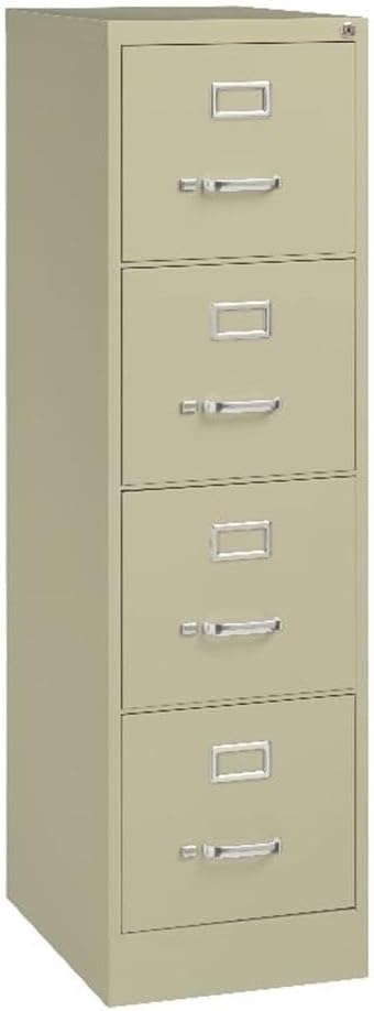 CommClad Metal 4-Drawer Vertical Filing Cabinet, Putty Finish, Letter-Size, Lockable Office Storage, Smooth Ball-Bearing Suspension, 52" H x 15" W x 22" D, Durable Home or Office File Organization