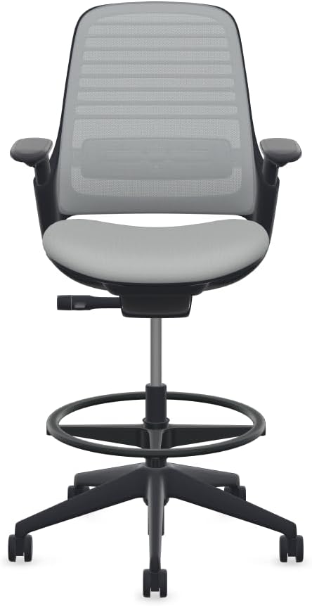 Steelcase Series 1 Stool Chair, Graphite Frame with 3D Microknit Fabric (Nickel)