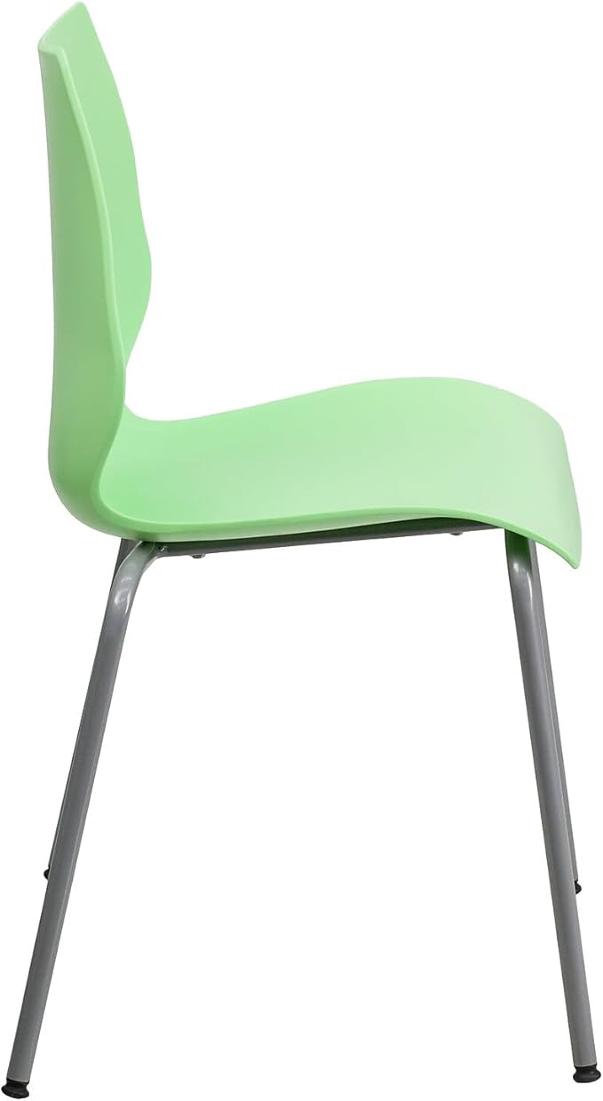 Flash Furniture HERCULES Series 770 lb. Capacity Green Stack Chair with Lumbar Support and Silver Frame
