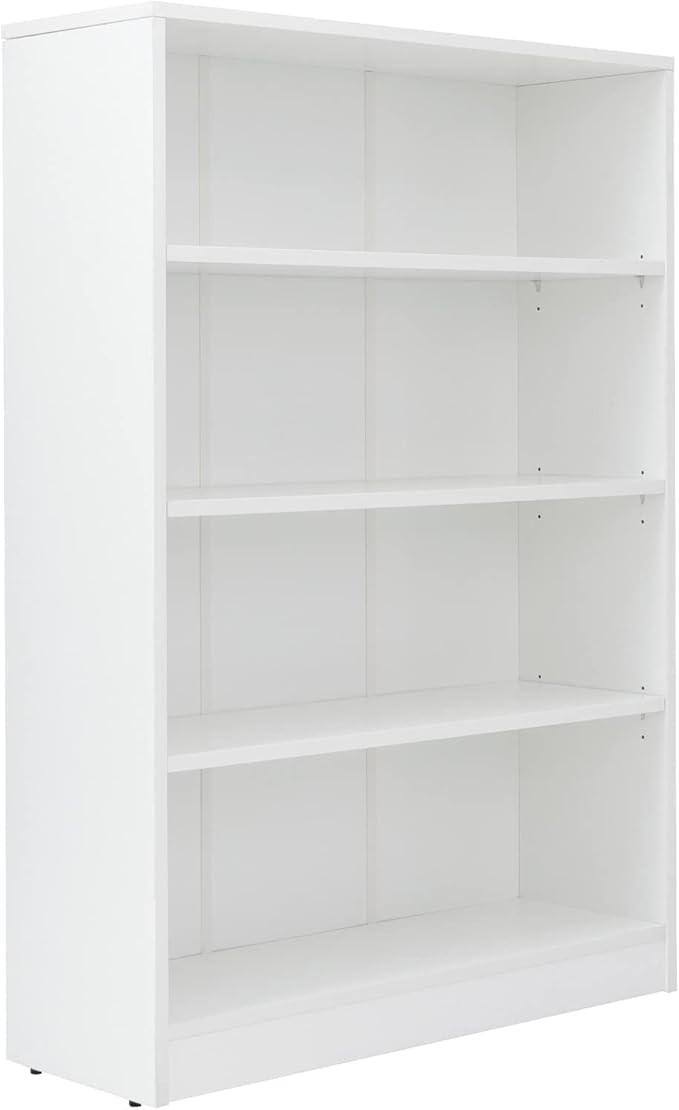 Farini White Bookshelf for Bedroom 4 Shelf Office Bookcase 48 Inches Tall Modern Wood Bookshelf for Living Room 4 Tier Wide Manga Books