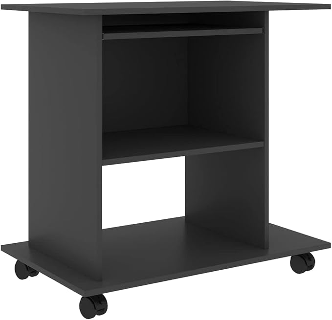 Modern Computer Desk with 4 Castors, Home Office Desk Writing Study Table PC Desk Workstation for Bedroom, Gray 31.5"x19.7"x29.5" Engineered Wood(K)