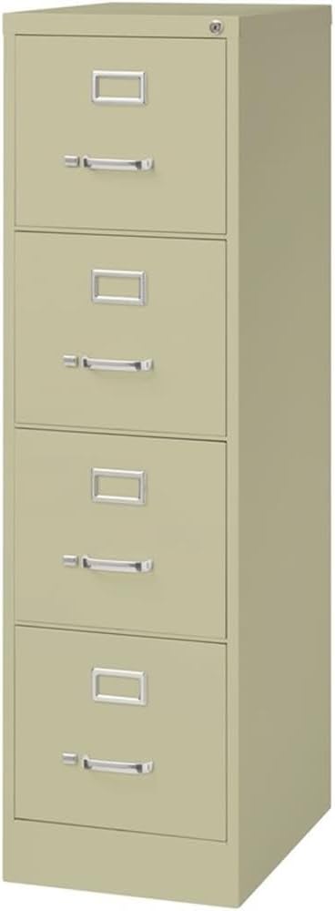 CommClad Metal 4-Drawer Vertical Filing Cabinet, Putty Finish, Letter-Size, Lockable Office Storage, Smooth Ball-Bearing Suspension, 52" H x 15" W x 22" D, Durable Home or Office File Organization