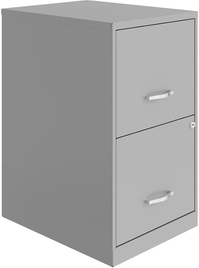 Scranton & Co Set of 2 18" D 2-Drawers Metal File Cabinet in Arctic Silver