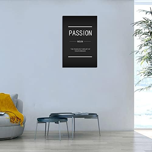 Passion Noun Inspirational Wall Art Motivational Entrepreneur Quotations Canvas Inspiring Painting Poster Printing Artwork Home Office Decoration Stretch Frame Ready to Hang[24''W x 36''H]
