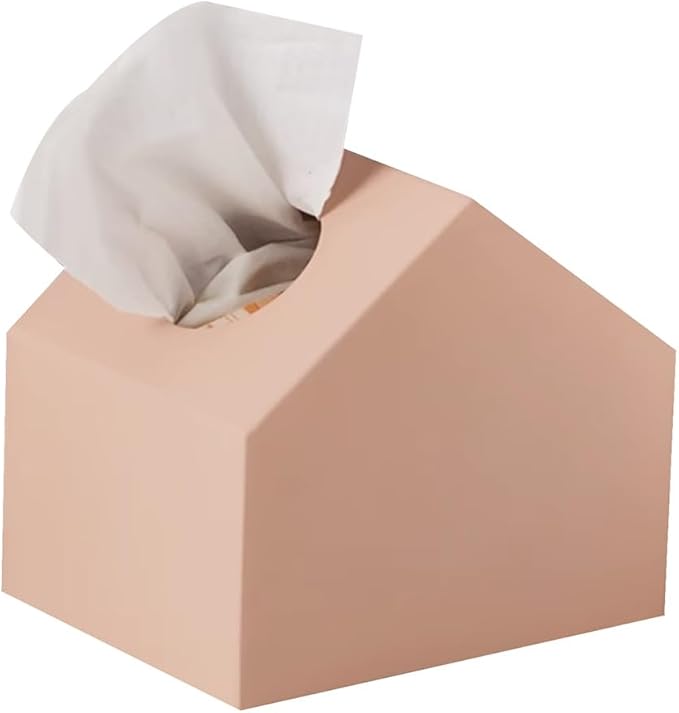 Stylish Tissue Box Durable Tissue Box Exquisite Napkin Holder and Adorable House Shaped Square Tissue Box Holder for Home Office Countertop Modern Tissue Box (Color : Green, Size : B) (Pink B)