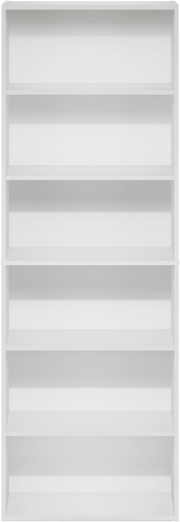 Furinno Jaya Simply Home Free Standing 6-Tier Open Storage Bookcase, White