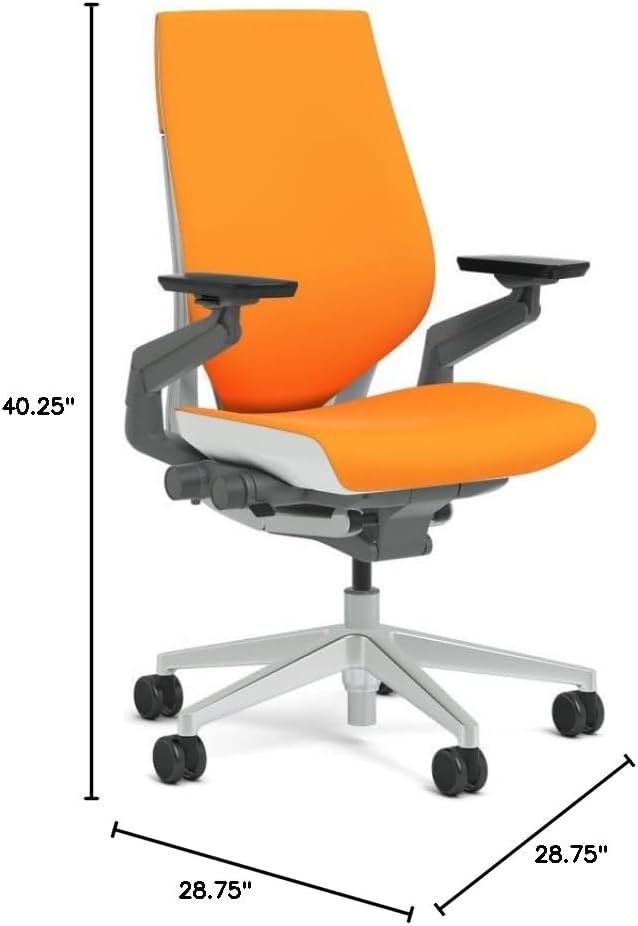 Steelcase Gesture Task Chair: Wrapped Back - Platinum Metallic Frame/Base/Seagull Accent - Roll Control Hard Floor Casters