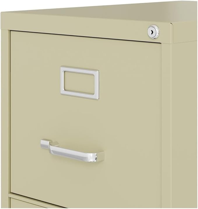 Scranton & Co 22" 4-Drawer Metal Letter Width Vertical Filing Cabinet in Beige, Lockable, Sturdy Steel Construction, Office or Home Use, Durable Letter Size File Storage