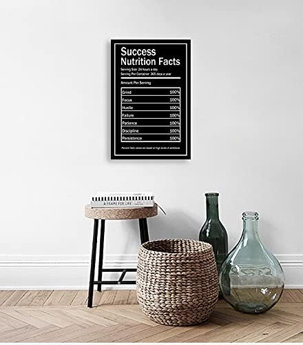 Success Nutrition Facts Motivational Canvas Wall Art Inspirational Quotes from Entrepreneurs Inspiring Posters Picture Frame Wooden Artwork Home Home Office Decoration Ready to Hang[12''W X 18''H]