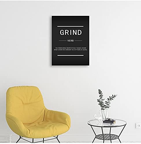 Grind Verb Inspirational Canvas Wall Art Inspiring Motto Prints on Canvas Inspiring Entrepreneur Quotes Poster Office Home Decoration Artwork Holiday Gifts Ready to Hang[30″W X 40′'H]