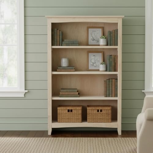 International Concepts Shaker Bookcase, 48-Inch High, Solid Parawood, Unfinished
