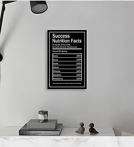 Success Nutrition Facts Motivational Canvas Wall Art Inspirational Quotes from Entrepreneurs Inspiring Posters Picture Frame Wooden Artwork Home Home Office Decoration Ready to Hang[12''W X 18''H]