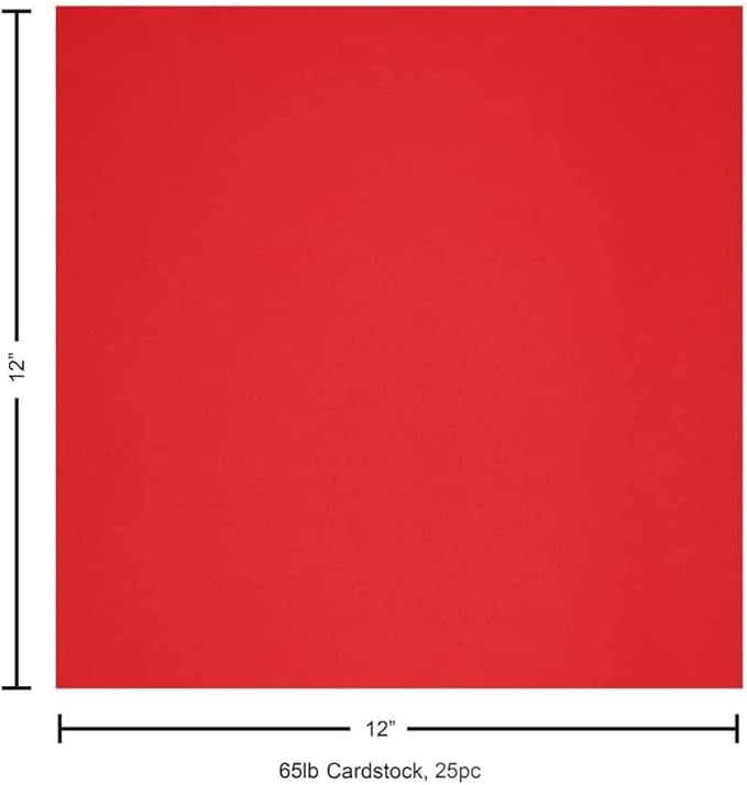 PA Paper Accents Smooth Cardstock 12" x 12" Scarlet, 65lb colored cardstock paper for card making, scrapbooking, printing, quilling and crafts, 25 piece pack