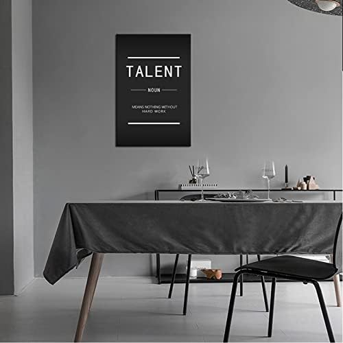 Talent Inspirational Painting Poster Canvas Wall Art Inspiring Entrepreneur Positive Quotes Picture Printing Artwork Office Classroom Living Room Wall Decoration Frame Ready to Hang[24''W x 36''H]