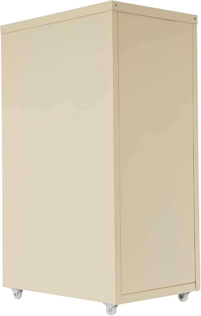 File Cabinets, 6 Drawer File Cabinet with Lock and Wheels, 11 X 16 X 27 inch Metal Office Filing Cabinets for Office, Study (Beige)