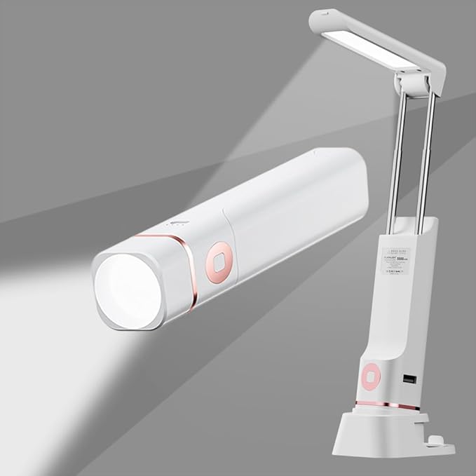 Cordless Desk Lamp, Rechargeable Portable Light with 3 Modes and Hidden Stretchable Design, Multi-Function Lamp for Reading, Emergency and Phone Stand Use