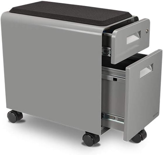 UPLIFTDESK Narrow 2-Drawer File Cabinet with Seat, Rolling (Gray)