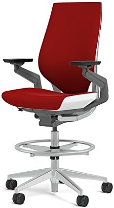 Steelcase Gesture 442 Stool Chair - Cogent: Connect Scarlet Fabric, Wrapped Back, Light on Light Frame