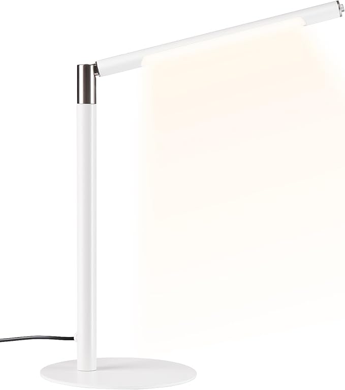 LED Desk Lamp, Home Office Eye Lamp, 3 Modes, Infinitely Adjustable Brightness, Metal, Multi-Angle Adjustment, Detachable Desk Lamp with USB (White)