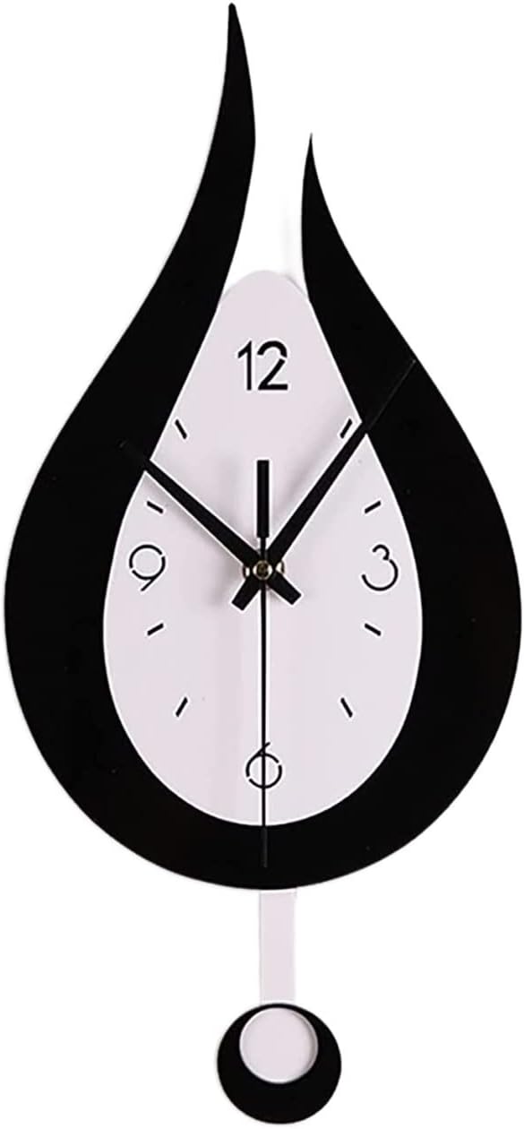 Wall Clock Wall Clock 3D Modern Wall Clock Decor Decorative Office Wall Clock with Pendulum Silent Numerals Water Drop Wall Clock Modern Clock (B 17 * 38cm)