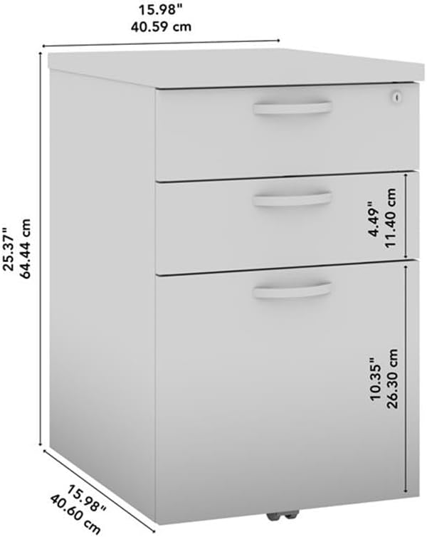 Bush Business Furniture Office in an Hour 3 Drawer Rolling File Cabinet in Mocha Cherry | Mobile Under Desk Drawers for Letter, Legal, and A4-Size Document Storage