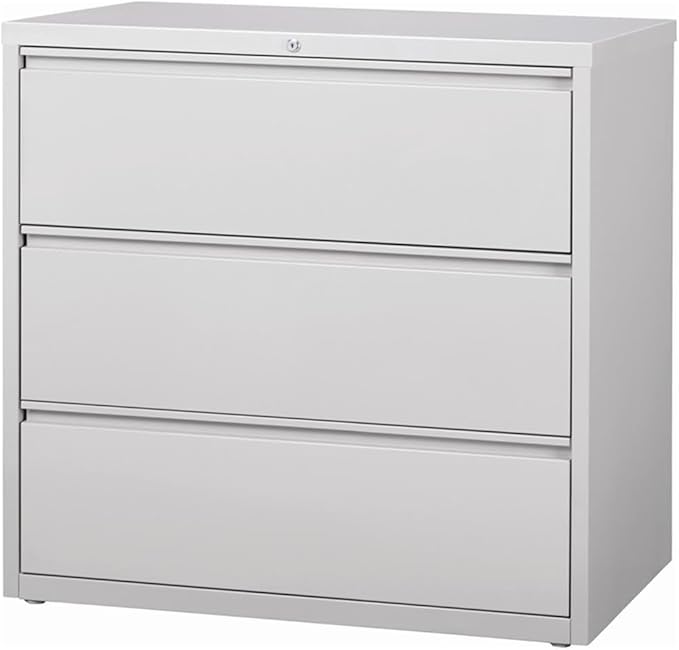 Hirsh 42-in Wide HL8000 Series Metal 3 Drawer Lateral File Cabinet Light Gray