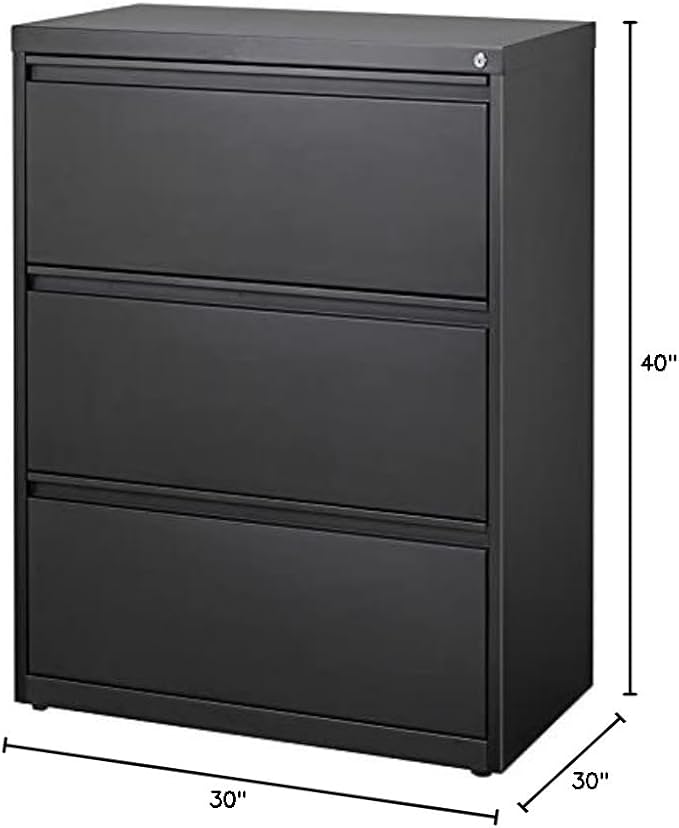 Hirsh 30-in Wide HL10000 Series Metal 3 Drawer Lateral File Cabinet Black