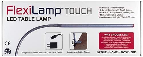 Americanails FlexiLamp Touch - LED Table Desk Lamp - Removable Clamp - Adjustable Lighting for Nail Stations - Manicure Table Light - Flexible Arm – 3 Brightness Levels - Touch Sensor - 300 Lumens