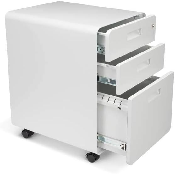 3-Drawer File Cabinet, Rolling (White) by Uplift Desk