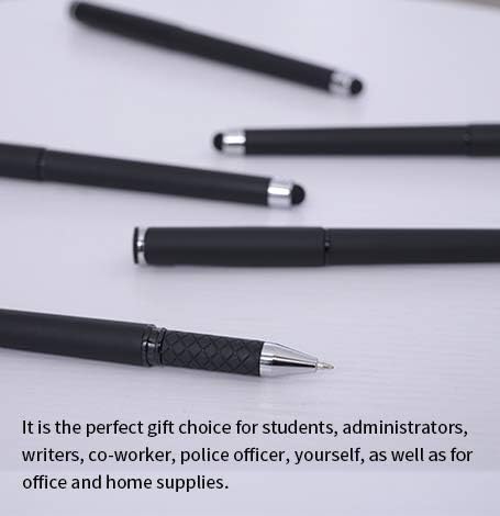 MiSiBao 0.7mm Black Ink Gel Ink Rollerball Pens 2 in 1 Medium Point Pens with Stylus Work Pen Smooth Writing for Office Black gel pen (Black-18pack)