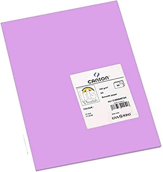 Canson Iris Vivaldi A4 185 GSM Smooth Colour Paper - Lilac (Pack of 50 Sheets)