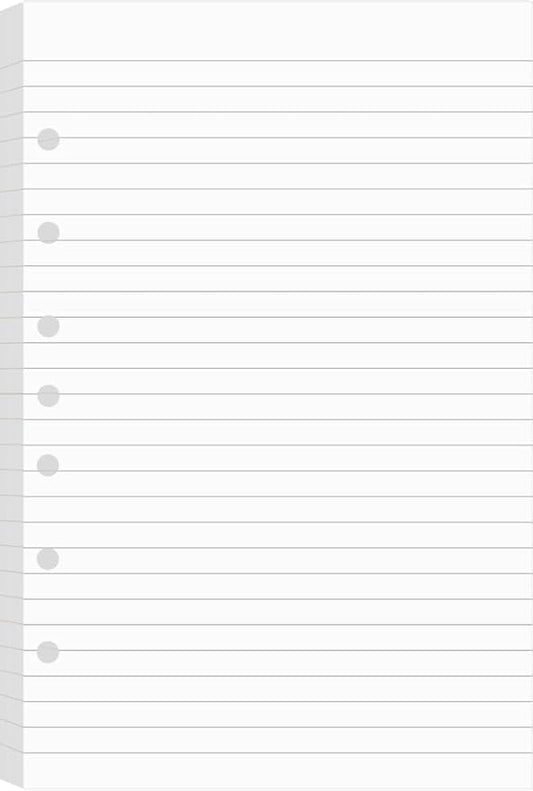 Lined Filler Paper for Mini Binder 5.5"x8.5", 100 Sheets College Ruled, 7-Hole, White
