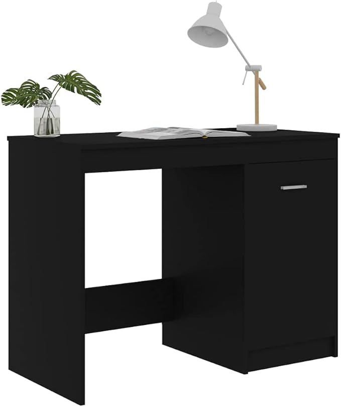 Desk,Home Office Computer Desk with Storage & Spacious Desktop, Writing Study Desk Laptop Desk for Bedroom Black 39.4"x19.7"x29.9" Chipboard