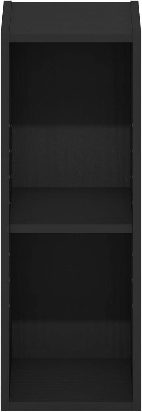 Furinno Fulda Book Shelf, 2-Tier Narrow Bookshelf, Bookcase with 8-in Width Storage Shelf, 9.3 x 7.9 x 21.2, for Living Room, Bedroom, Home Office, Darkwood