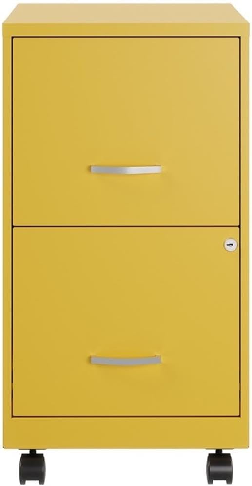 UrbanPro 2 Drawers 26.7" Vertical Yellow Metal Filing Cabinet Lockable Pre-Assembled Movable Letter Size for Home, Office