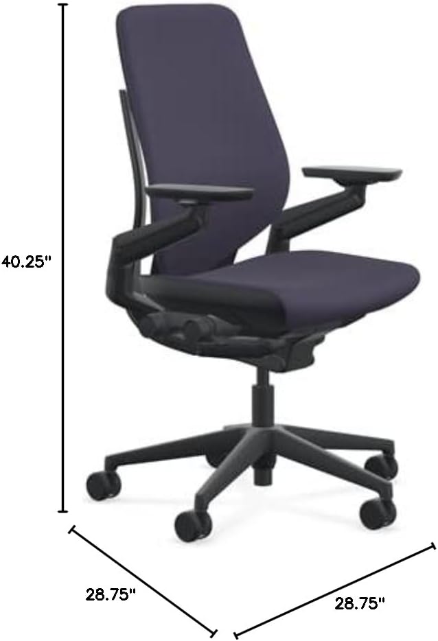 Steelcase Gesture Office Chair - Cogent: Connect Aubergine Fabric, High Seat Height, Shell Back, Black on Black Frame, Lumbar Support, and Standard Carpet Casters