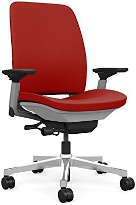 Steelcase Amia Task Chair: Platinum Frame/Polished Aluminum Base - 4 Way Adjustable Arms - Hard Floor Casters
