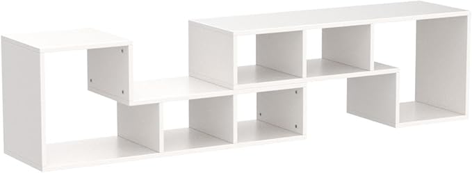 Recaceik Cube Bookshelf 2 Shelf Bookcase L-Shaped TV Console Stand Modern Entertainment Center with Open Storage Shelves for CDs/Movies/Books for Living Room, Bedroom, Home Office (White)