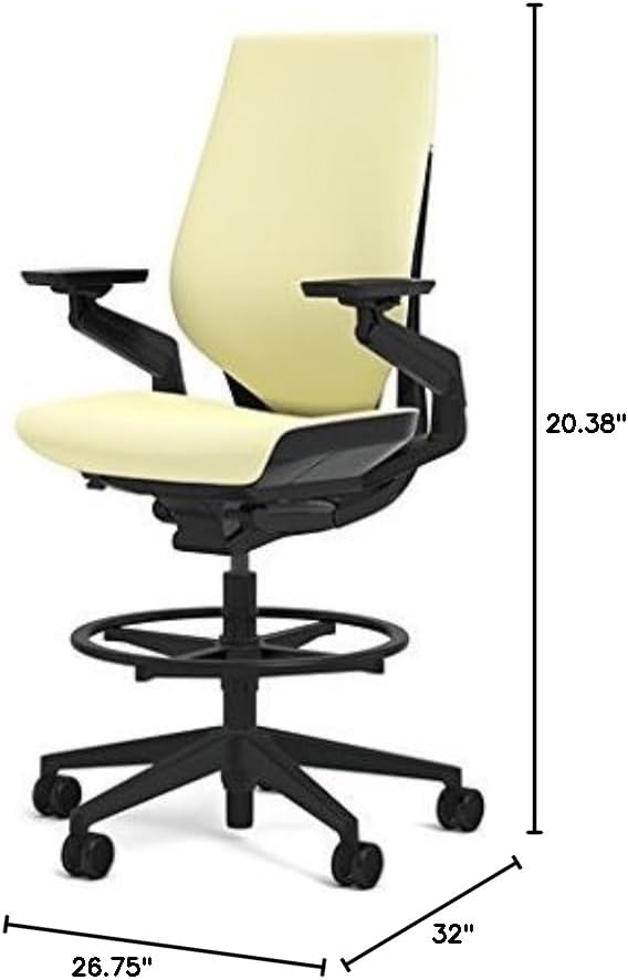 Steelcase Gesture 442 Stool Chair - Cogent: Connect Coconut Fabric, Shell Back, Dark on Dark Frame