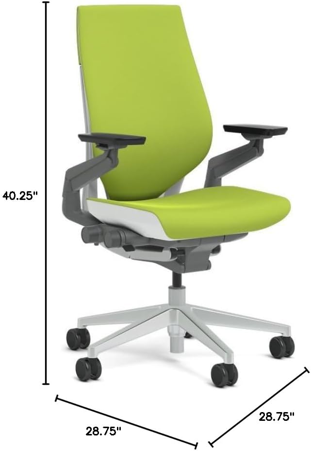Steelcase Gesture Task Chair: Wrapped Back - Platinum Metallic Frame/Base/Seagull Accent - Roll Control Hard Floor Casters